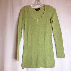 EDDIE BAUER Womens Thermal Henley Angora Blend Waffle Lightweight Sweater EUC